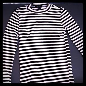 Striped long sleeve “turtle neck” sweater